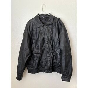 Outdoor Exchange Leather Jacket XLT Bomber Style Quilted Lined‎ Biker Grunge Y2K